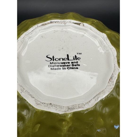 Vintage Realistic Olive Green Ceramic Gourd Lidded Box by Stone Lite Fall Decor - Picture 6 of 7